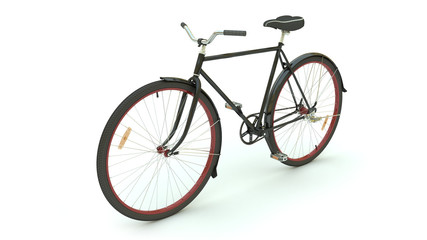 Fototapeta na wymiar Black Bicycle on white background (3d render)