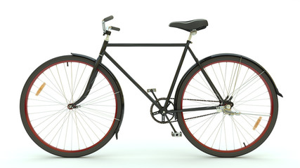 Black Bicycle on white background (3d render)