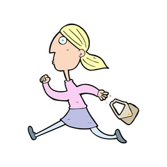 Obraz premium cartoon running woman stressed