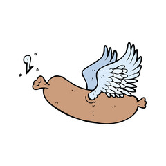 cartoon flying sausage