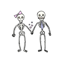 cartoon skeletons in love