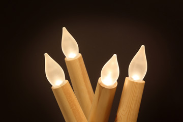 Wooden lamp for home decor isolated with black background