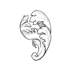 traditional hand drawn floral swirl