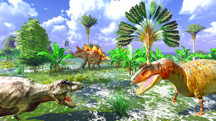 Tropical dinosaur park