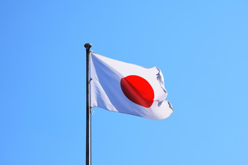 はためく日章旗／日本晴れにはためく日本の国旗を撮影した写真です。