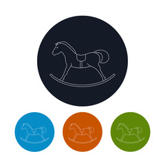 Icon of a Rocking Horse,  Four Types of Colorful Round Icons Rocking Horse , Icon of Christmas Decorations,  Vector Illustration