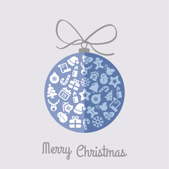 flat christmas blue ball icon background