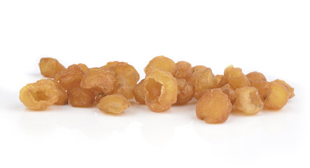 Dried longan on a white background