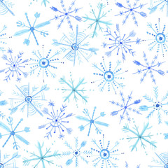 Watercolor snowflakes pattern