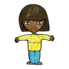 cartoon woman with open arms