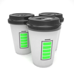 Three paper coffee cups