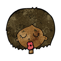 cartoon woman with eyes closed