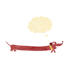 cartoon dachshund with thought bubble