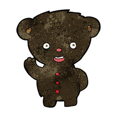 cartoon waving black bear cub