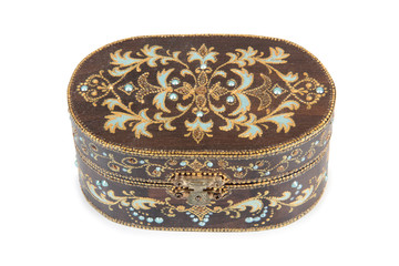 Vintage painted box on a white background