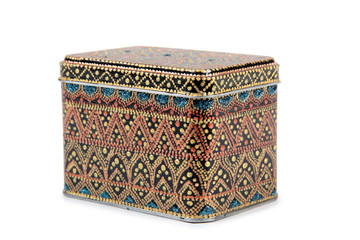 Vintage painted box on a white background