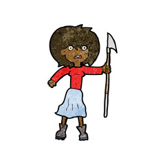 cartoon woman with harpoon