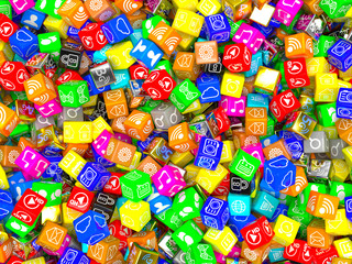 Fototapeta premium mobile app icons background. 3d