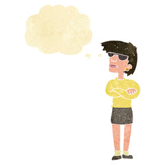 cartoon annoyed woman with thought bubble