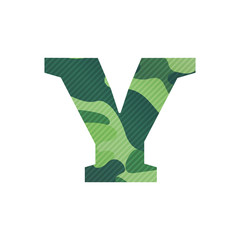V letter with green camouflage.