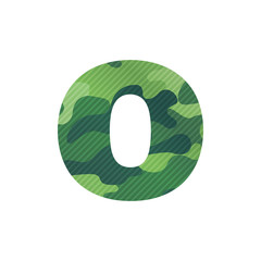 O letter with green camouflage.