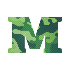M letter with green camouflage.