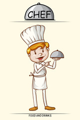 Male chef and tray of food