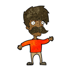 Obraz na płótnie Canvas cartoon man with mustache waving