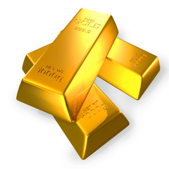 3d gold bars.