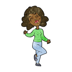 cartoon happy woman dancing