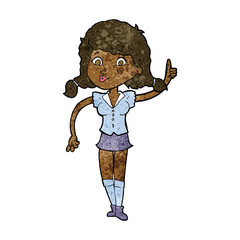 cartoon pretty woman with idea