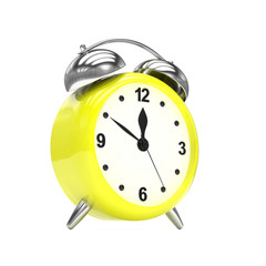 Yellow alarm clock on white