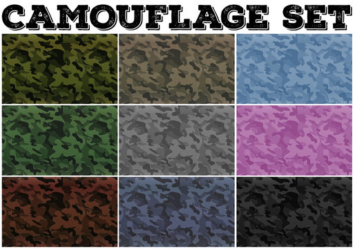 Camouflage set with military theme