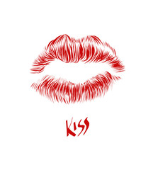 Lipstick kiss hand drawing
