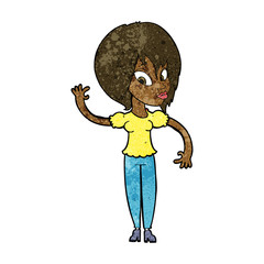 cartoon woman waving