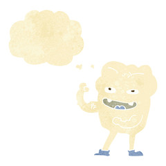 cartoon strong healthy tooth with thought bubble