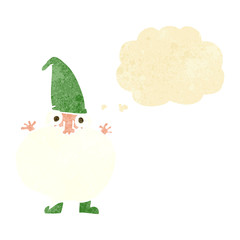 cartoon tiny santa with thought bubble