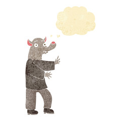 cartoon werewolf with thought bubble