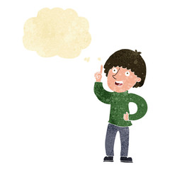 cartoon man with idea with thought bubble