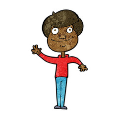 cartoon happy man waving