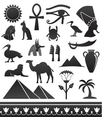 Egyptian icon set. Vector art.
