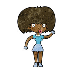 cartoon woman waving