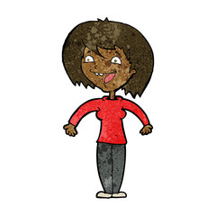 cartoon excited woman