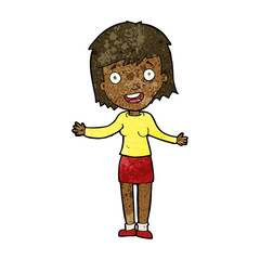 cartoon excited woman