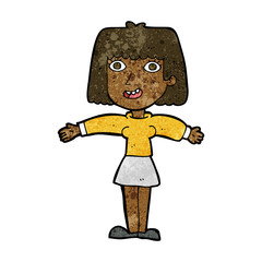 cartoon excited woman