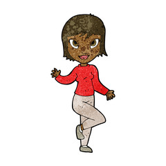 cartoon pretty woman waving