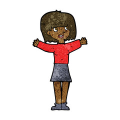 cartoon excited woman