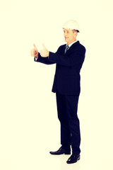 Construction businessman showing ok sign