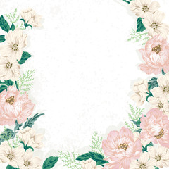 Elegant Vintage Flower Illustration. Wedding board design / Pink