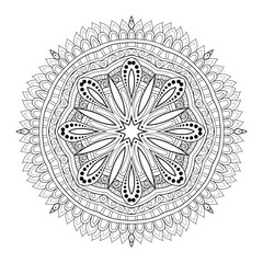 Vector Beautiful Deco Monochrome Contour Mandala